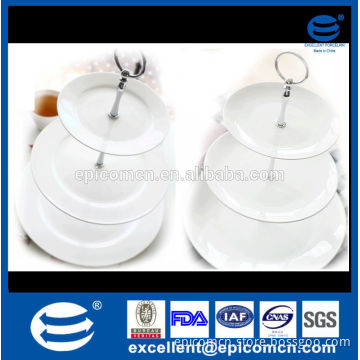 household white ceramic round 3 tiers porcelain cake stand